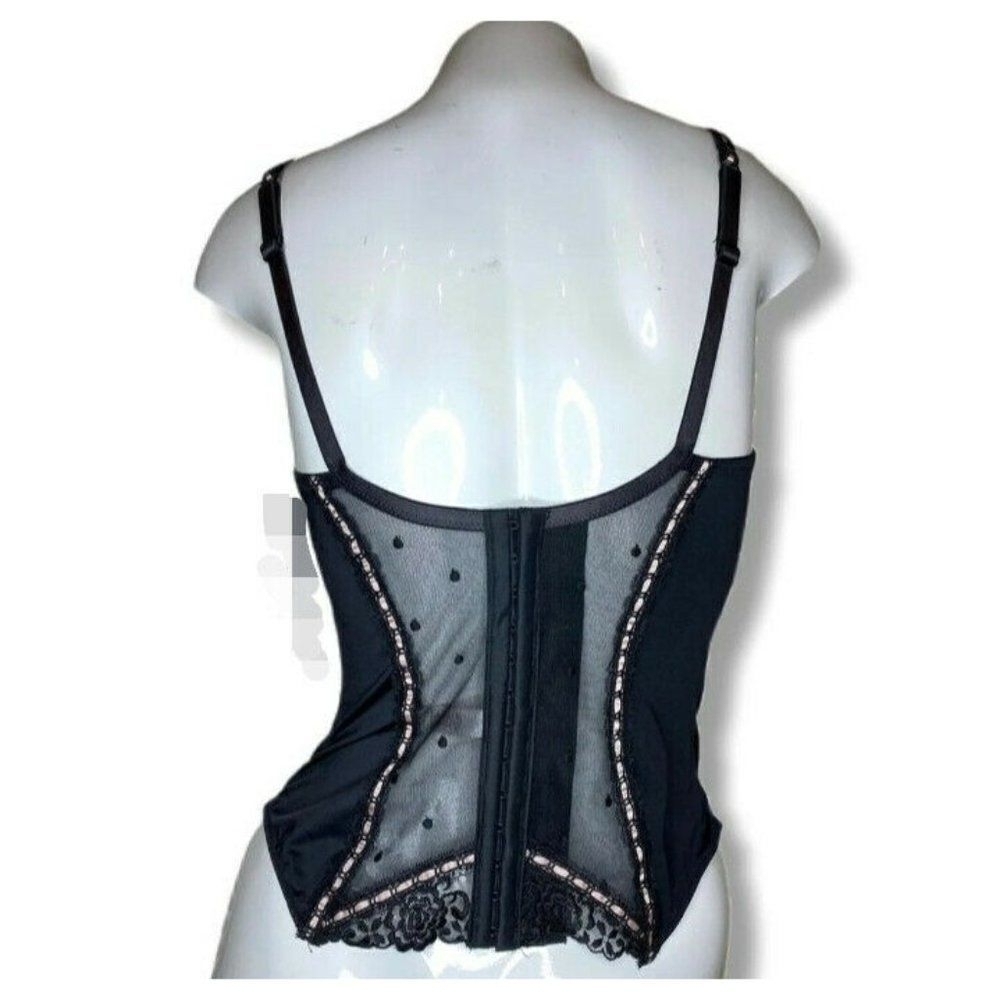 Jezebel bustier lingerie 36D white / Pink/ BLACK lace Ruffle Garter - Picture 3 of 6